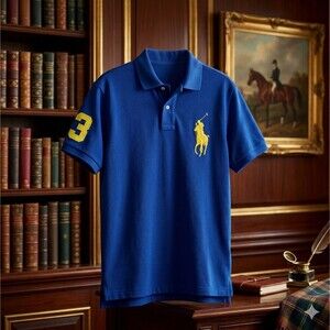 Polo Ralph Lauren Big Pony Blue Short Sleeve Polo Shirt Men’s Size XL Yellow 3